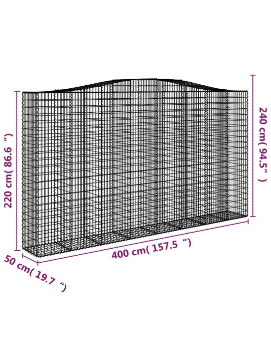 Kaarevat kivikorit 2 kpl 400x50x220/240 cm galvanoitu rauta