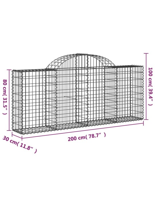 Kaarevat kivikorit 3 kpl 200x30x80/100 cm galvanoitu rauta