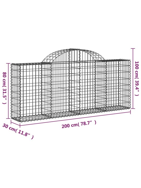 Kaarevat kivikorit 5 kpl 200x30x80/100 cm galvanoitu rauta