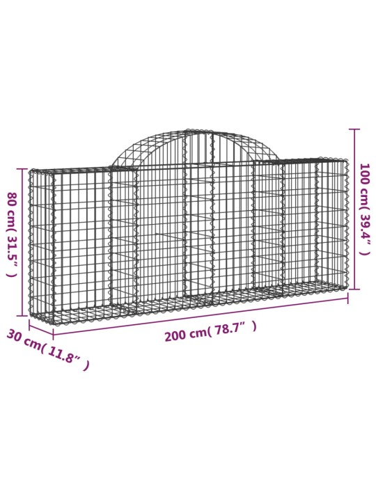 Kaarevat kivikorit 10 kpl 200x30x80/100 cm galvanoitu rauta