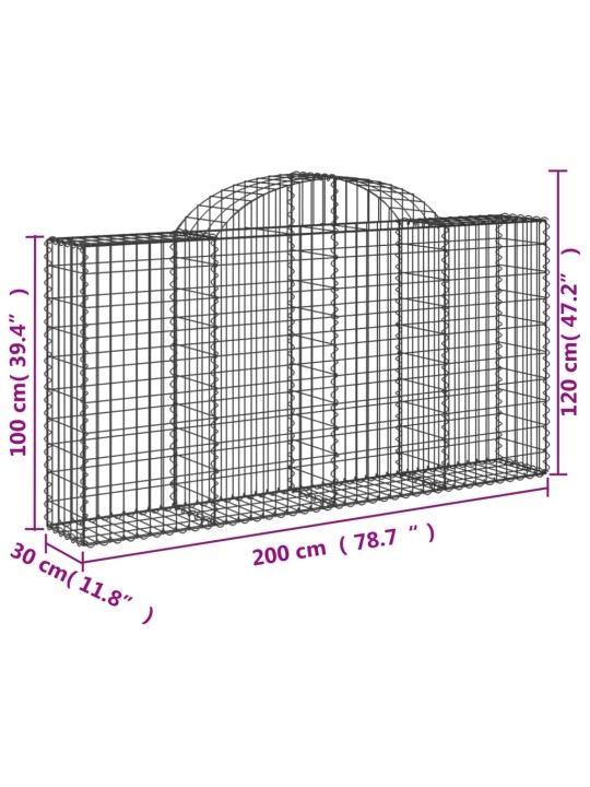 Kaarevat kivikorit 2 kpl 200x30x100/120 cm galvanoitu rauta