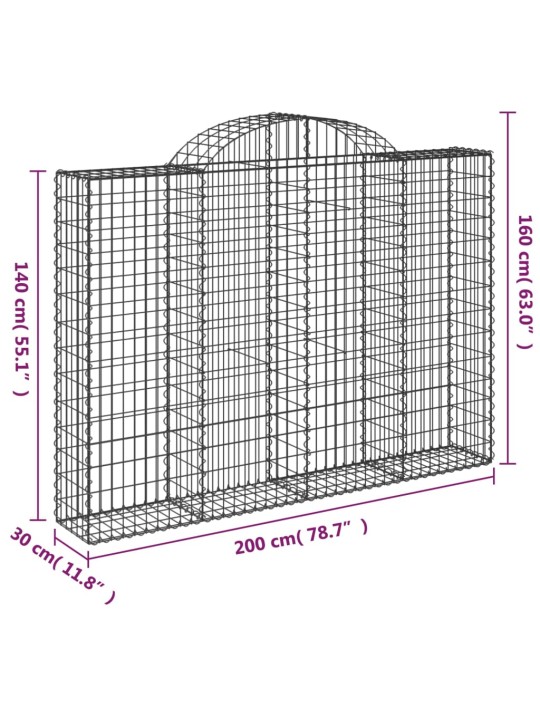 Kaarevat kivikorit 3 kpl 200x30x140/160 cm galvanoitu rauta