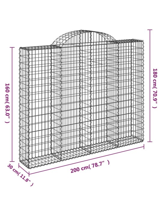 Kaarevat kivikorit 2 kpl 200x30x160/180 cm galvanoitu rauta