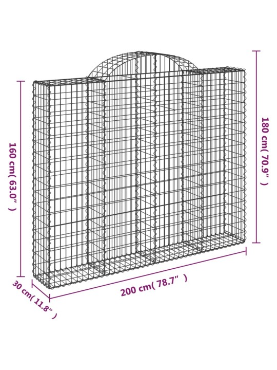 Kaarevat kivikorit 3 kpl 200x30x160/180 cm galvanoitu rauta