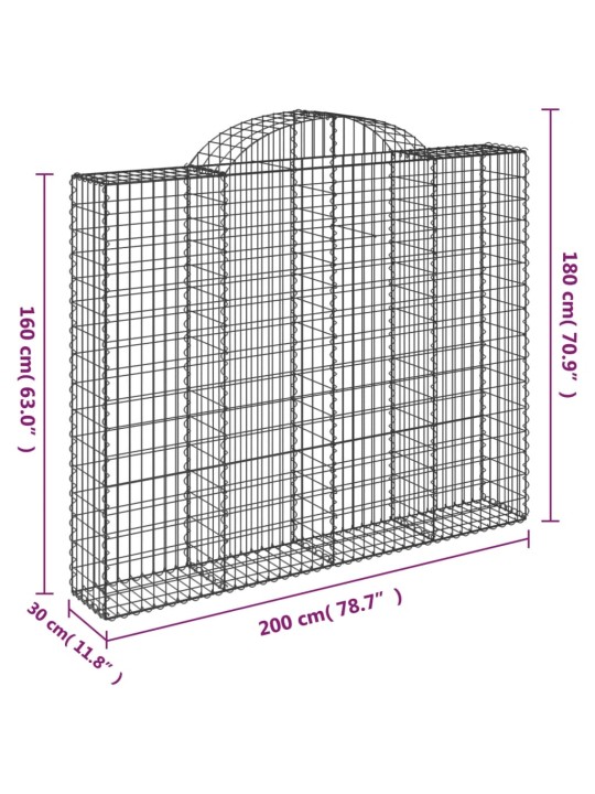 Kaarevat kivikorit 7 kpl 200x30x160/180 cm galvanoitu rauta