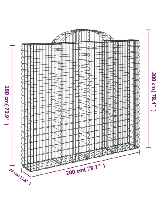 Kaarevat kivikorit 2 kpl 200x30x180/200 cm galvanoitu rauta