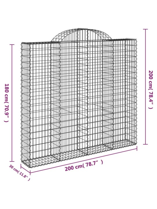 Kaarevat kivikorit 4 kpl 200x30x180/200 cm galvanoitu rauta