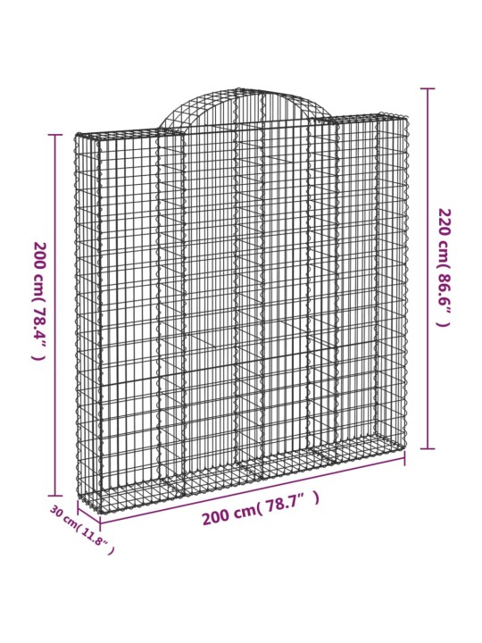 Kaarevat kivikorit 2 kpl 200x30x200/220 cm galvanoitu rauta