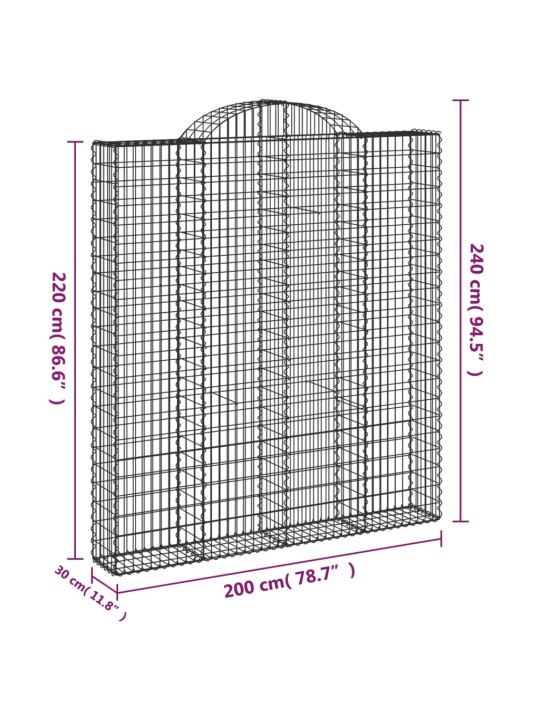 Kaarevat kivikorit 2 kpl 200x30x220/240 cm galvanoitu rauta