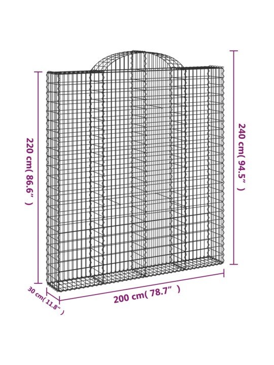 Kaarevat kivikorit 4 kpl 200x30x220/240 cm galvanoitu rauta