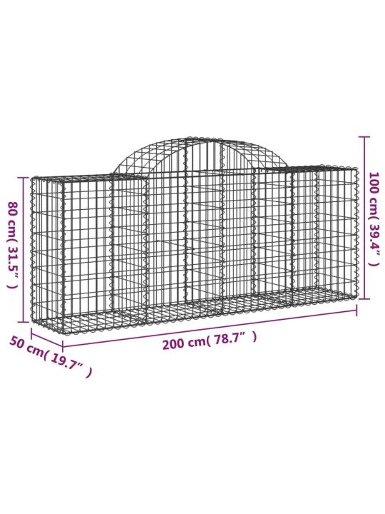 Kaarevat kivikorit 2 kpl 200x50x80/100 cm galvanoitu rauta