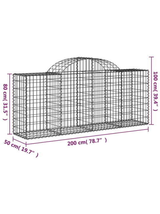 Kaarevat kivikorit 3 kpl 200x50x80/100 cm galvanoitu rauta