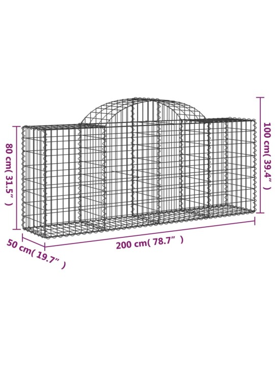 Kaarevat kivikorit 12 kpl 200x50x80/100 cm galvanoitu rauta