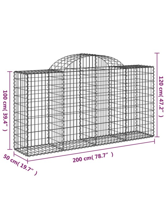 Kaarevat kivikorit 4 kpl 200x50x100/120 cm galvanoitu rauta