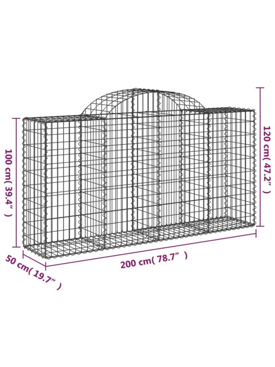 Kaarevat kivikorit 10 kpl 200x50x100/120 cm galvanoitu rauta