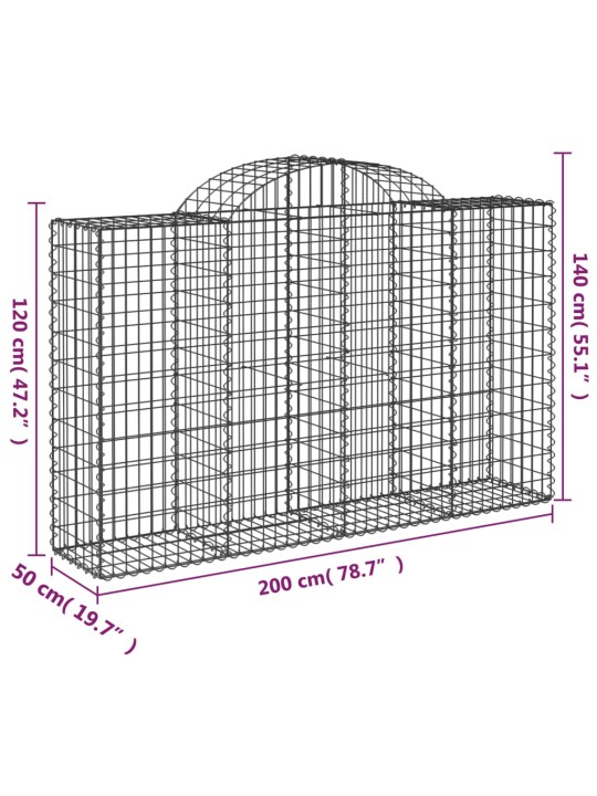 Kaarevat kivikorit 2 kpl 200x50x120/140 cm galvanoitu rauta