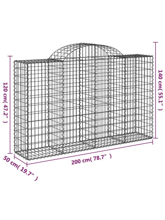 Kaarevat kivikorit 5 kpl 200x50x120/140 cm galvanoitu rauta