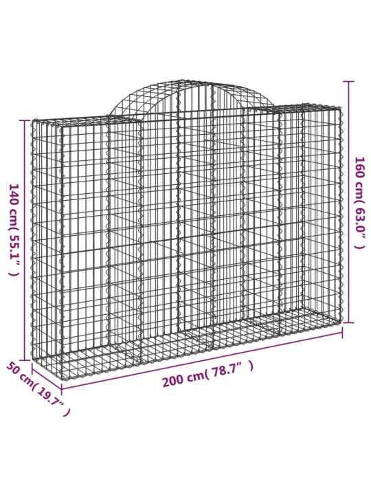 Kaarevat kivikorit 2 kpl 200x50x140/160 cm galvanoitu rauta