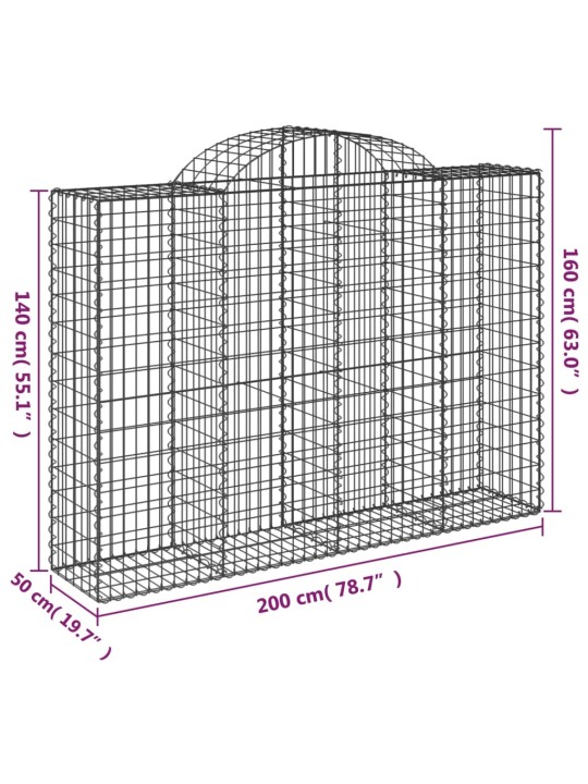 Kaarevat kivikorit 3 kpl 200x50x140/160 cm galvanoitu rauta