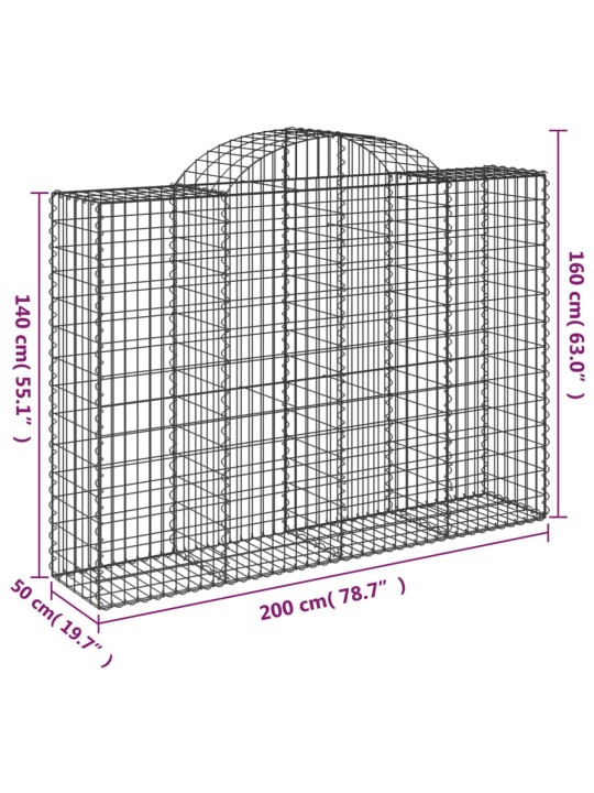 Kaarevat kivikorit 7 kpl 200x50x140/160 cm galvanoitu rauta