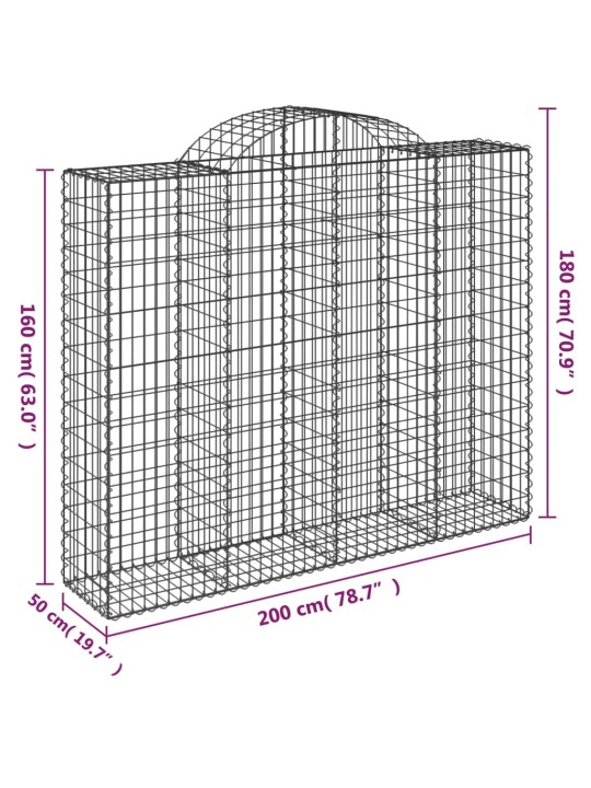 Kaarevat kivikorit 2 kpl 200x50x160/180 cm galvanoitu rauta