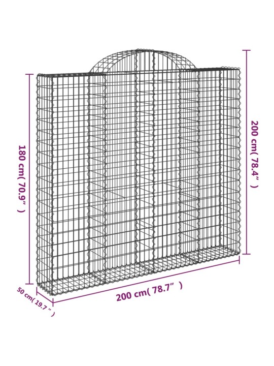 Kaarevat kivikorit 4 kpl 200x50x180/200 cm galvanoitu rauta