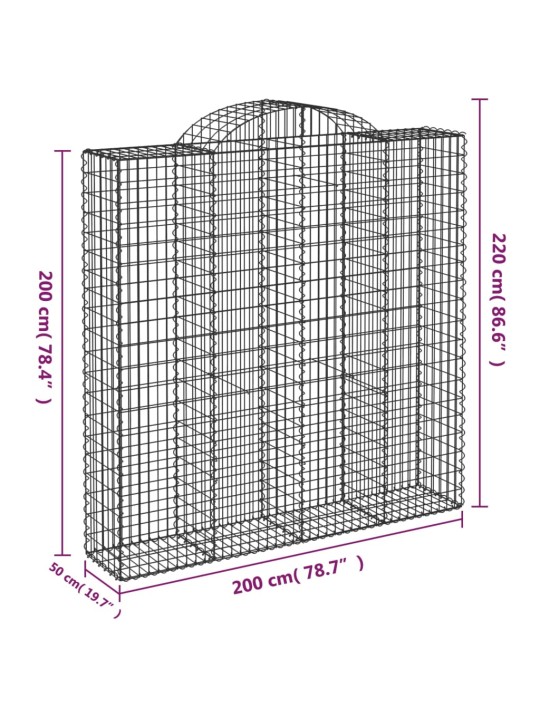 Kaarevat kivikorit 2 kpl 200x50x200/220 cm galvanoitu rauta