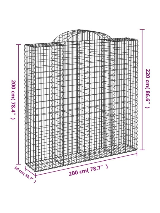 Kaarevat kivikorit 10 kpl 200x50x200/220 cm galvanoitu rauta