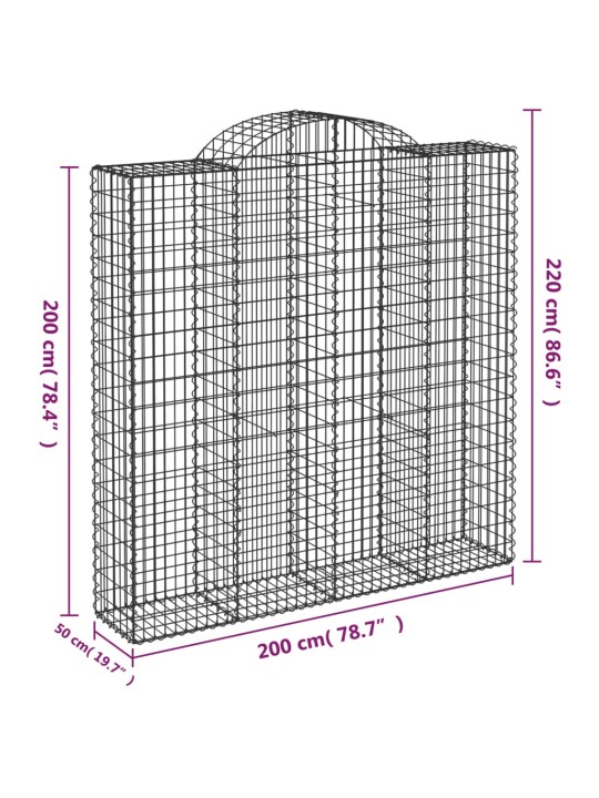 Kaarevat kivikorit 11 kpl 200x50x200/220 cm galvanoitu rauta