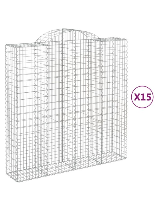 Kaarevat kivikorit 15 kpl 200x50x200/220 cm galvanoitu rauta