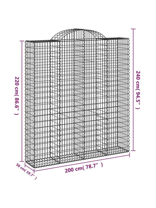 Kaarevat kivikorit 2 kpl 200x50x220/240 cm galvanoitu rauta