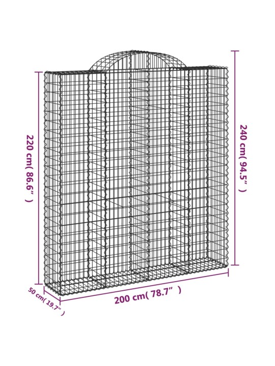 Kaarevat kivikorit 4 kpl 200x50x220/240 cm galvanoitu rauta