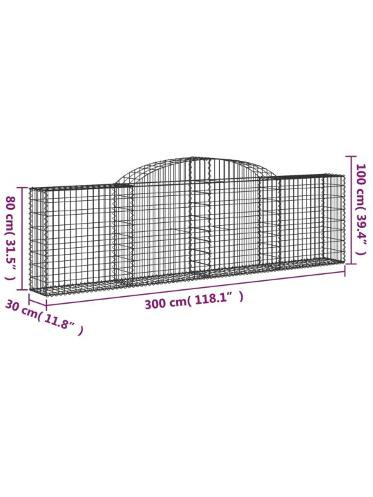 Kaarevat kivikorit 4 kpl 300x30x80/100 cm galvanoitu rauta