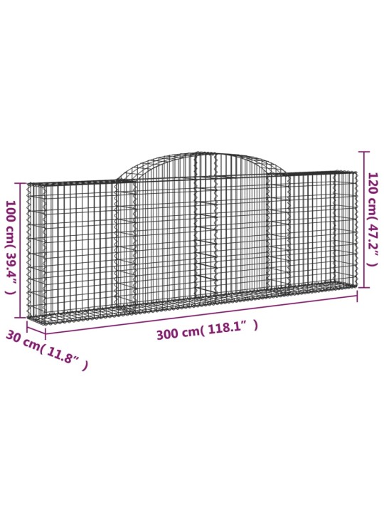 Kaarevat kivikorit 2 kpl 300x30x100/120 cm galvanoitu rauta