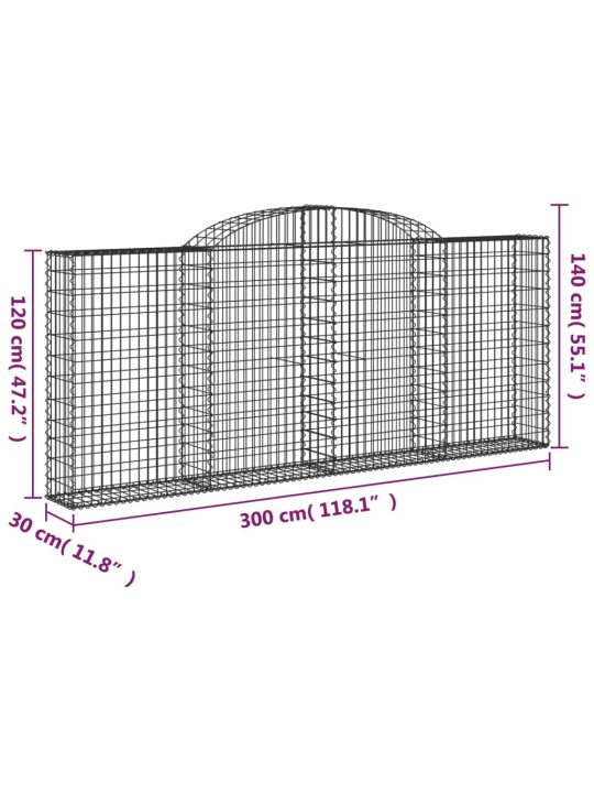 Kaarevat kivikorit 2 kpl 300x30x120/140 cm galvanoitu rauta