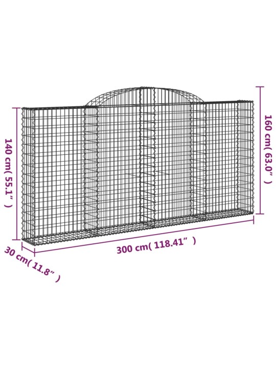 Kaarevat kivikorit 2 kpl 300x30x140/160 cm galvanoitu rauta