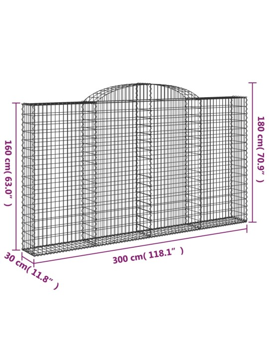 Kaarevat kivikorit 6 kpl 300x30x160/180 cm galvanoitu rauta