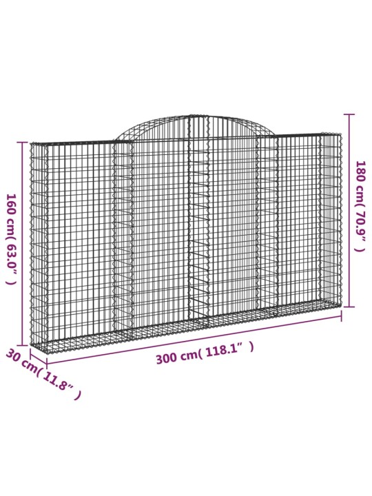 Kaarevat kivikorit 10 kpl 300x30x160/180 cm galvanoitu rauta