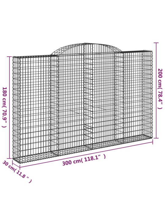 Kaarevat kivikorit 2 kpl 300x30x180/200 cm galvanoitu rauta