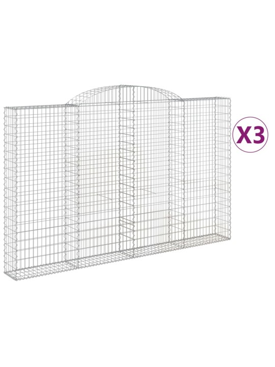 Kaarevat kivikorit 3 kpl 300x30x180/200 cm galvanoitu rauta