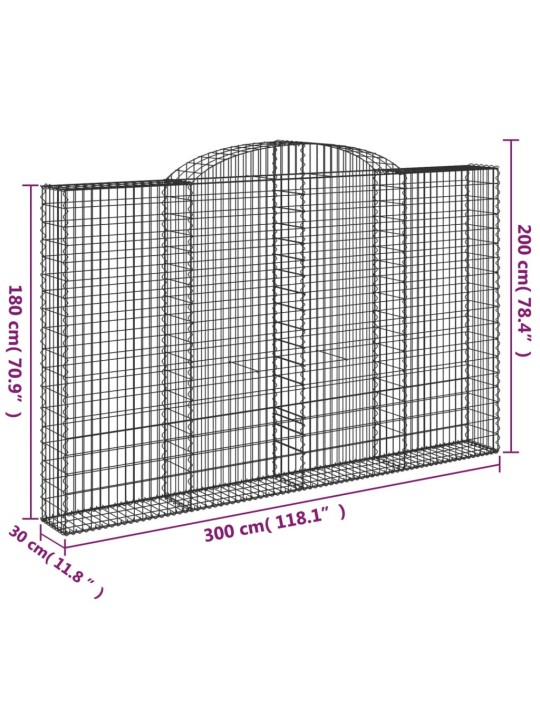 Kaarevat kivikorit 5 kpl 300x30x180/200 cm galvanoitu rauta