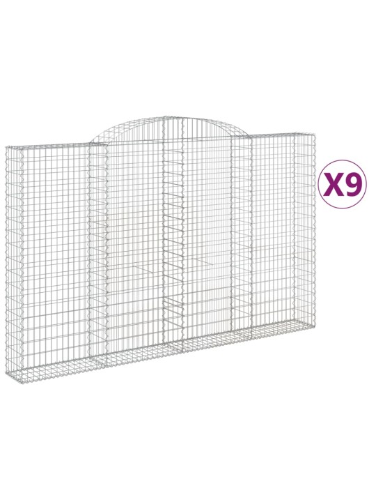 Kaarevat kivikorit 9 kpl 300x30x180/200 cm galvanoitu rauta