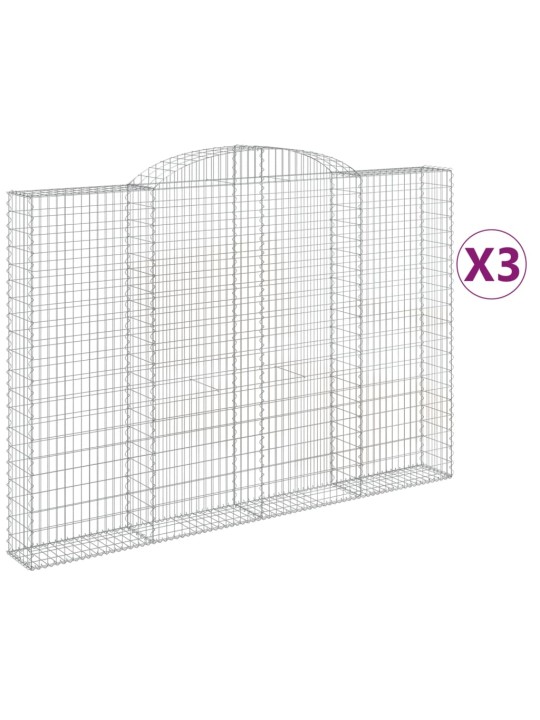 Kaarevat kivikorit 3 kpl 300x30x200/220 cm galvanoitu rauta