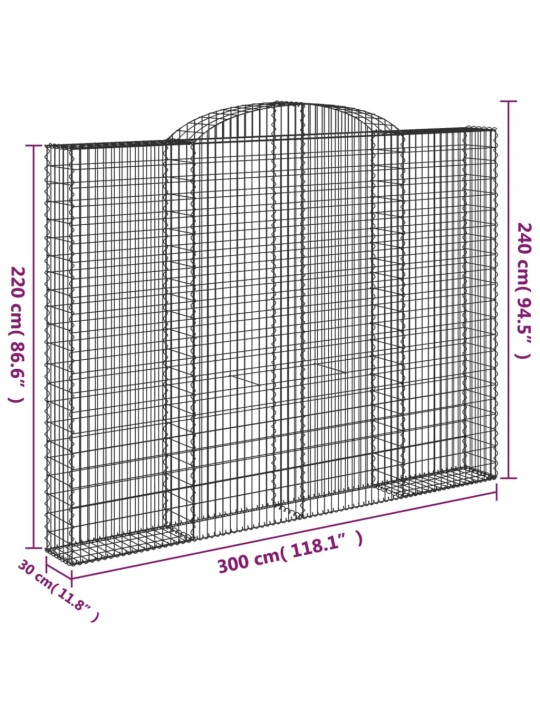 Kaarevat kivikorit 5 kpl 300x30x220/240 cm galvanoitu rauta