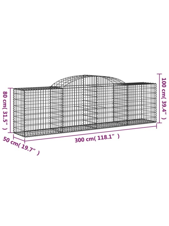 Kaarevat kivikorit 2 kpl 300x50x80/100 cm galvanoitu rauta