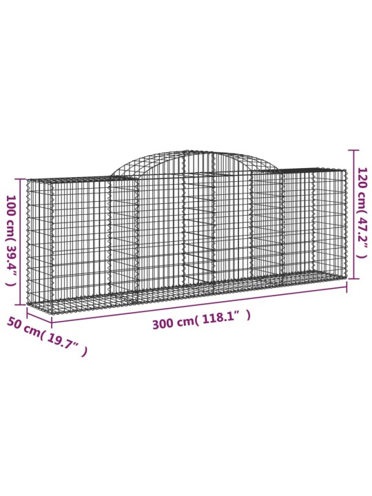 Kaarevat kivikorit 2 kpl 300x50x100/120 cm galvanoitu rauta