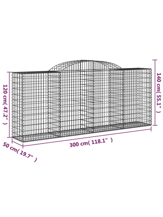 Kaarevat kivikorit 2 kpl 300x50x120/140 cm galvanoitu rauta