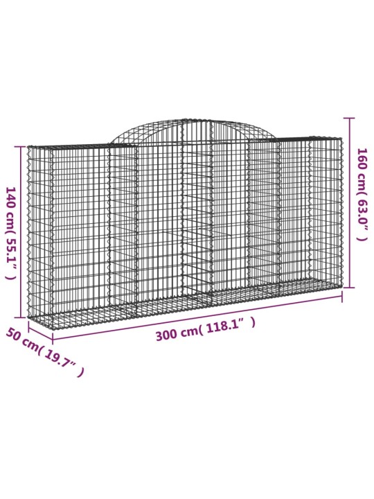 Kaarevat kivikorit 2 kpl 300x50x140/160 cm galvanoitu rauta