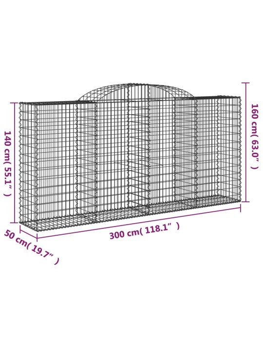 Kaarevat kivikorit 7 kpl 300x50x140/160 cm galvanoitu rauta