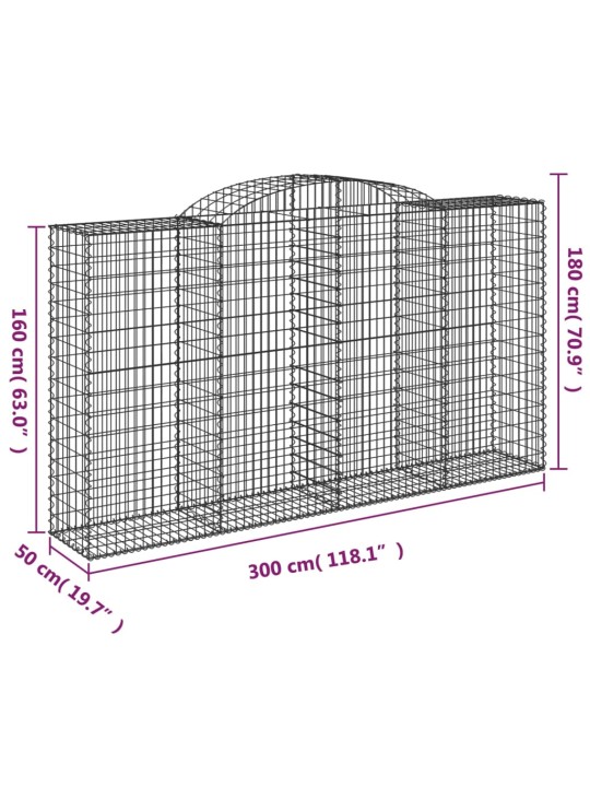 Kaarevat kivikorit 2 kpl 300x50x160/180 cm galvanoitu rauta